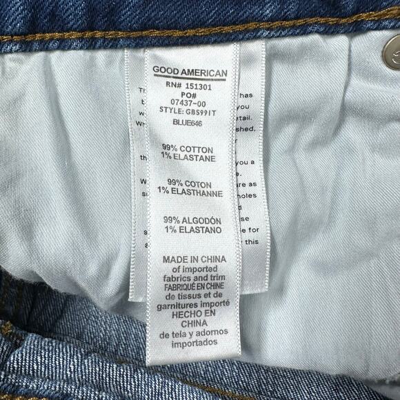 Good American NWT Good Bombshell Denim Shorts Blue 646 Size 0/25 Distressed - Picture 7 of 11